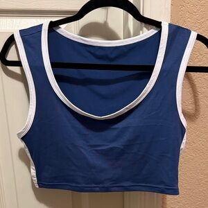 SHEIN Blue and White Crop Tank Top